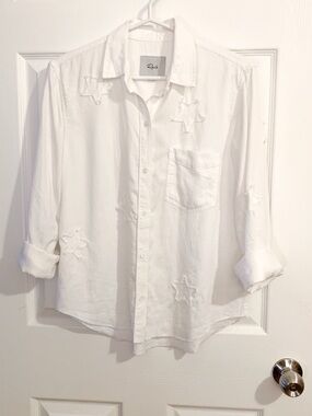 Rails Ingrid Raw White Stars - Appliqué Button-Down Shirt - size XS